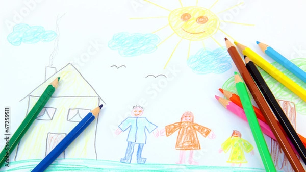 Obraz Kinderbild mit Buntstifte