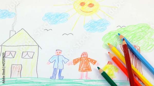 Obraz Kinderbild mit Buntstifte