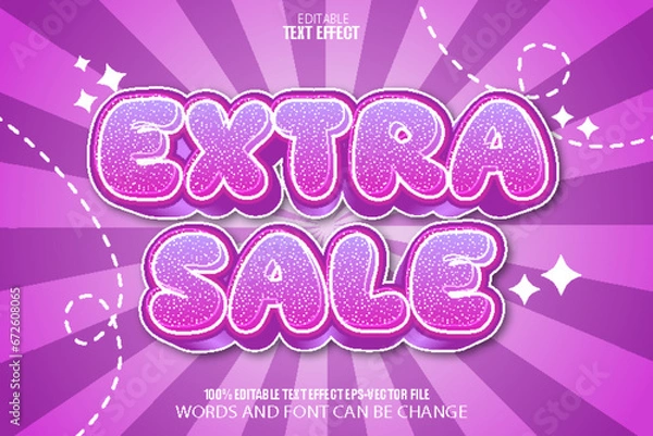 Obraz Extra Sale Editable Text Effect Cartoon Style