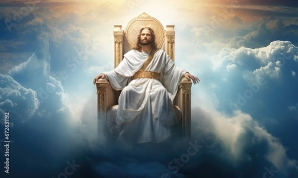 Fototapeta King of Heaven and Earth, Enthroned in Majesty and Surrounded by Heavenly Clouds