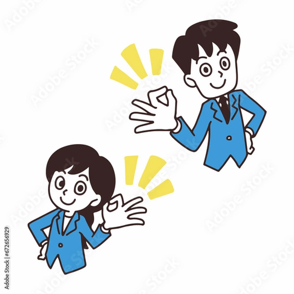 Obraz 会社員がオッケーサインを送っているイラスト