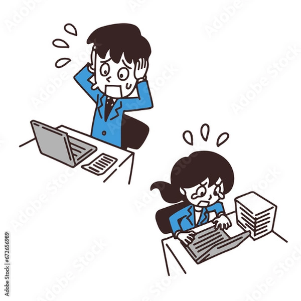 Obraz 会社員が焦っているイラスト