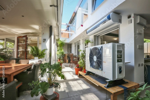 Obraz The residential sector embraces clean and sustainable energy through the adoption of air source heat pumps