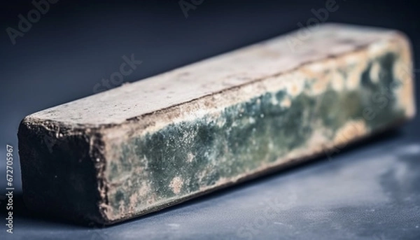 Fototapeta An old fashioned iron on a blue table in a workshop generated by AI