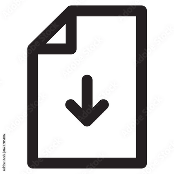 Fototapeta Download file icon with paper and arrow