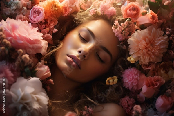 Fototapeta model in flowers