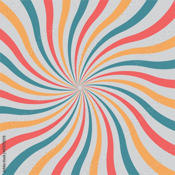 Fototapeta Retro starburst background vector pattern with a vintage color beige in a spiral or swirled radial striped design