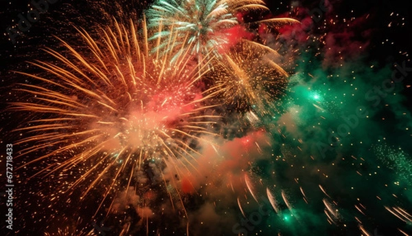Obraz Explosive fireworks ignite the night sky in vibrant colors generated by AI