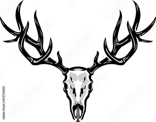 Obraz Aggressive Skull of Elk with big Antlers