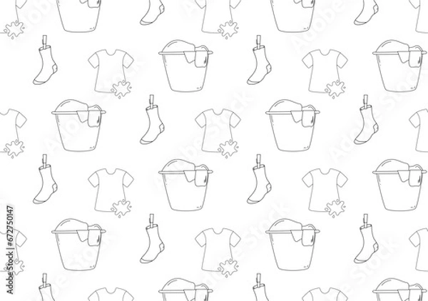 Fototapeta Seamless pattern with clothes. Doodle style.