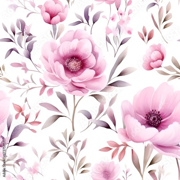 Obraz Lilly watercolor floral with seamless pattern