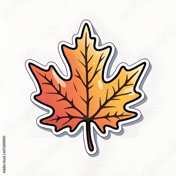 Fototapeta maple leaf isolated on white sticker