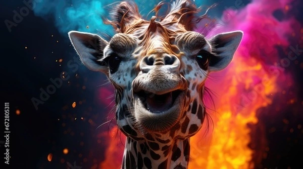 Fototapeta Enraged Giraffe. A Fierce and Powerful African Wildlife Encounter