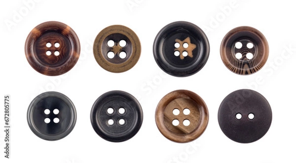 Fototapeta Group of various sewing clothing buttons isolated on white background