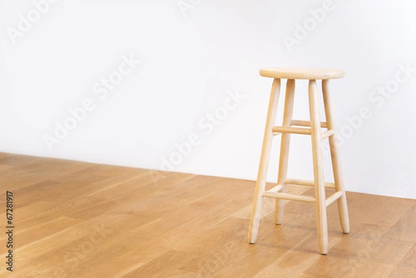 Fototapeta スツール　白い壁　フローリング　インテリア