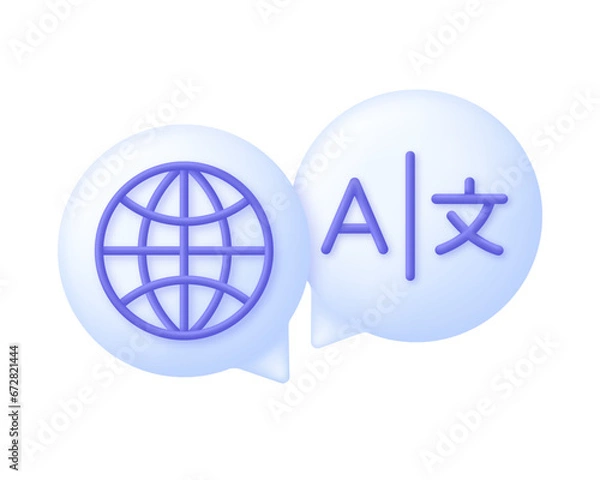 Obraz 3D Language translation sign. E-learning and education, learning language courses concept. Dictionary.