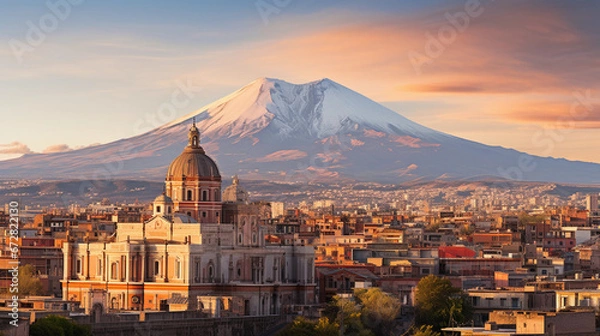 Fototapeta Scenic Aerial Perspective: Saint Agatha's Cathedral in Catania Captured from Above
