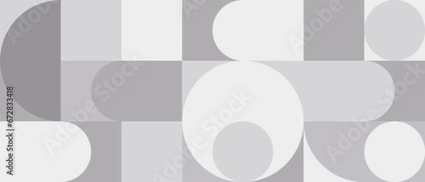 Fototapeta Geometric seamless white and gray with circles cover in trendy style. Scandinavian pattern for beautiful background, textile and wallpaper.