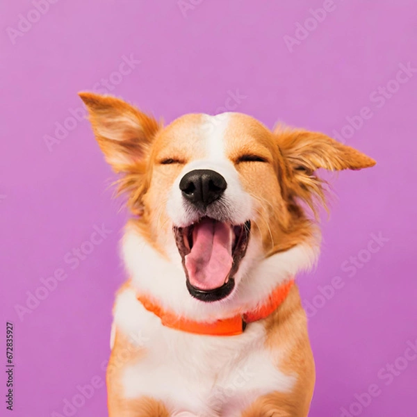 Obraz red dog yawns created with generative ai technology