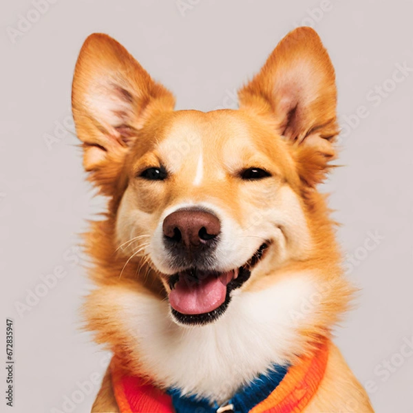 Obraz cheerful red dog created with generative ai technology