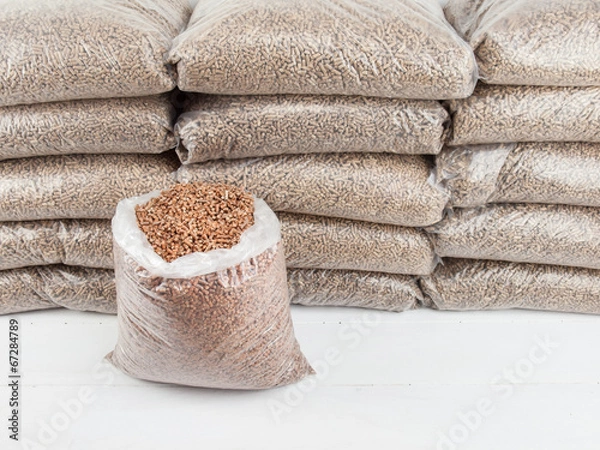 Obraz wood pellets in a sack