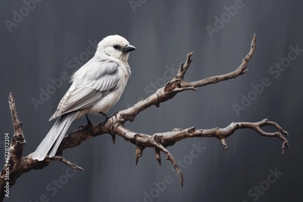 Fototapeta A White Bird Perched On A Branch