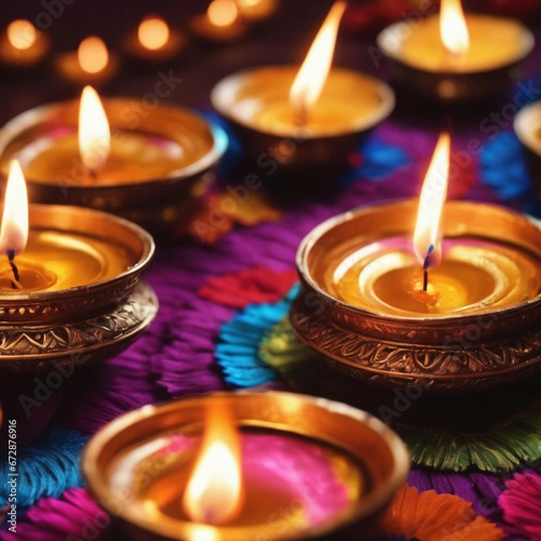 Fototapeta candles in a spa, Diwali Lights  with ai generated.