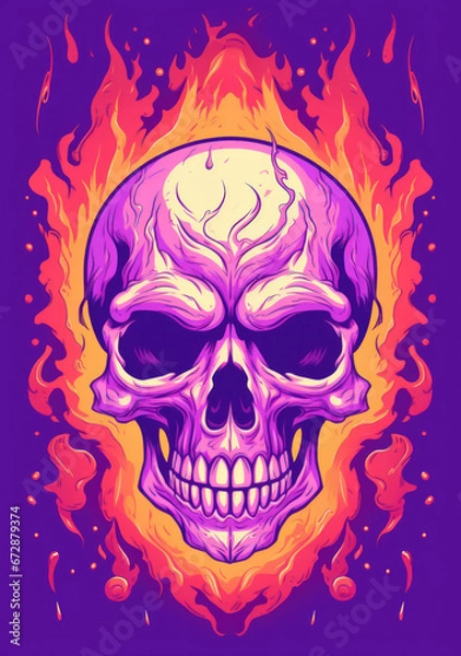 Fototapeta Vibrant flaming skull