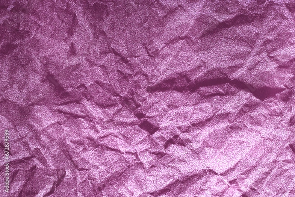 Fototapeta Background with crumpled, battered, lilac pink fabric material with copy space.Empty blank backdrop