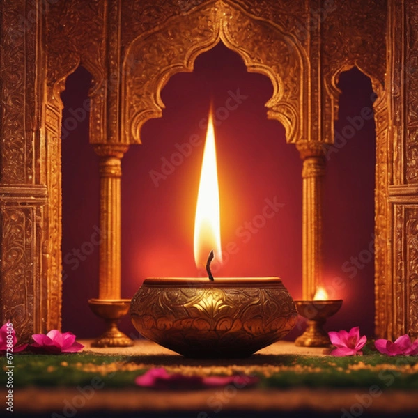 Fototapeta diwali background candles with ai generated.