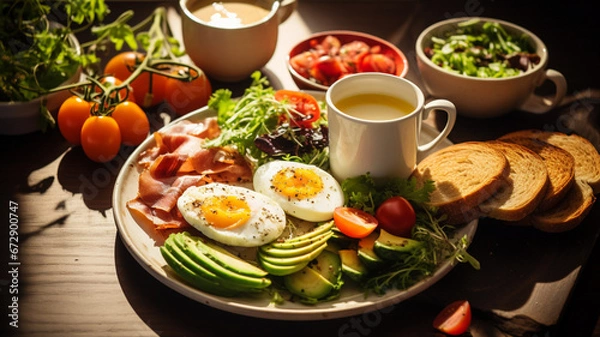 Obraz テーブルにのった朝食