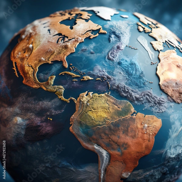 Obraz Earth globe textured map of planet earth land and sea are divided global. 