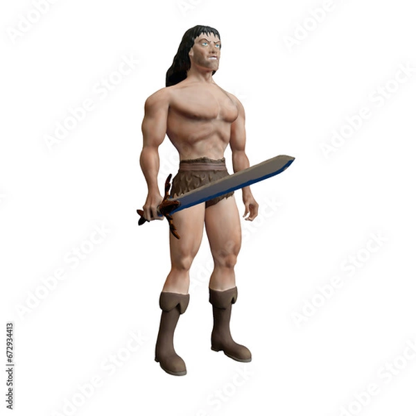 Obraz Viking, barbarian, with a sword. Without background