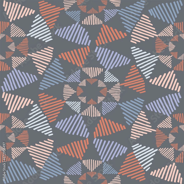 Fototapeta Colorful stylized shining star motif seamless pattern texture print. Vector illustration, perfect for textile, fabric, stationery, wallpaper, packaging design, home interior decoration. Surface