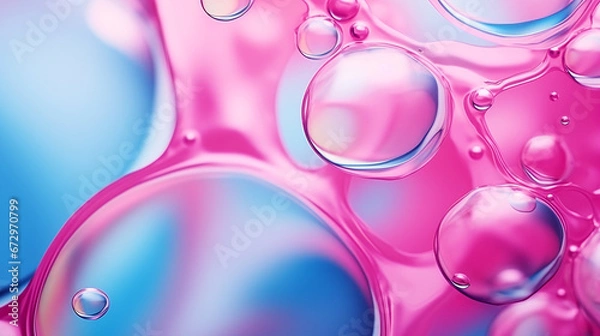 Fototapeta wallpaper with bubbles and colorful liquid - abstract background - generative AI