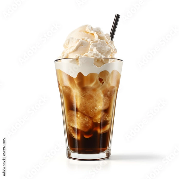 Fototapeta Root beer float isolated on a white background. Generative ai. 