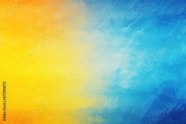 Fototapeta 2 colors abstract watercolor background for design. Color gradient, yellow and blue iridescent, bright, fun. Rough, grain, noise, grungy