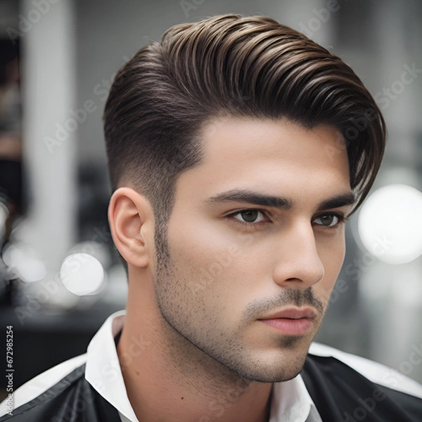 Fototapeta Man with long side parted haircut