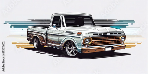 Fototapeta illustration of muscle truck,, muscle car vector design