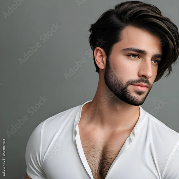 Fototapeta Man with long side parted haircut