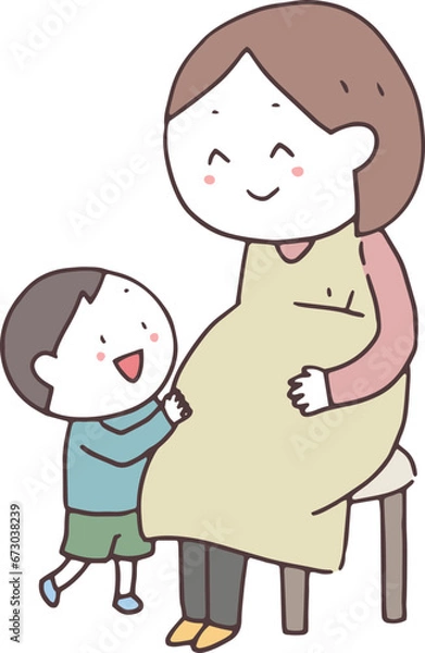 Obraz 妊娠したママとよろこぶ男の子