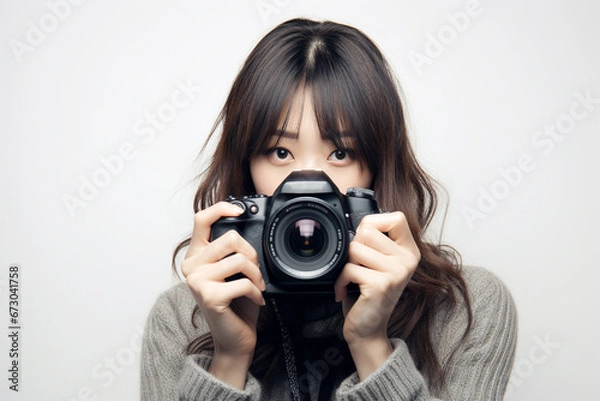 Fototapeta カメラを向ける若い日本人女性