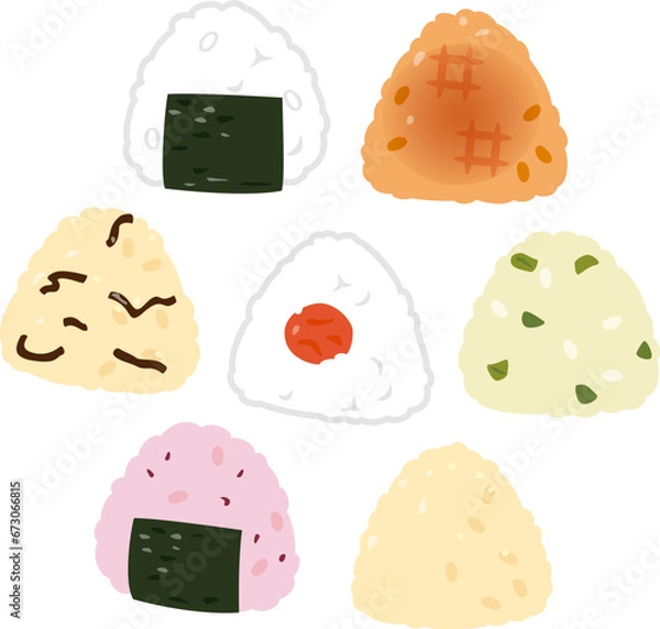 Obraz シンプルなおにぎりのイラストセット