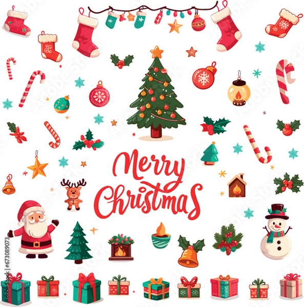 Fototapeta Merry christmas attribute vector pack