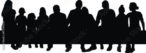 Fototapeta Group of people, set of vector silhouettes.