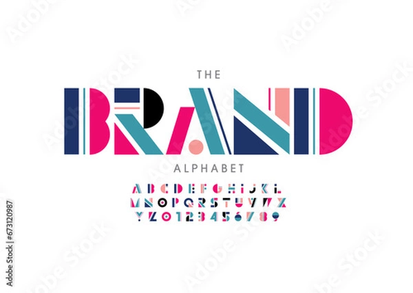 Fototapeta Vector of stylized modern font and alphabet