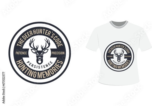 Fototapeta T-shirt design with illustration of two deer head