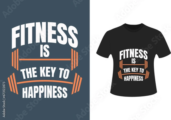 Fototapeta tshirt design with illustration of a fitness with dumbbells