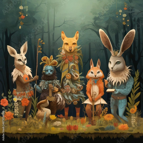 Obraz Woodland Creatures at Botanical Festival