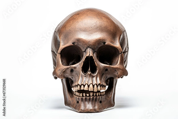 Fototapeta Skeleton head isolated on white background